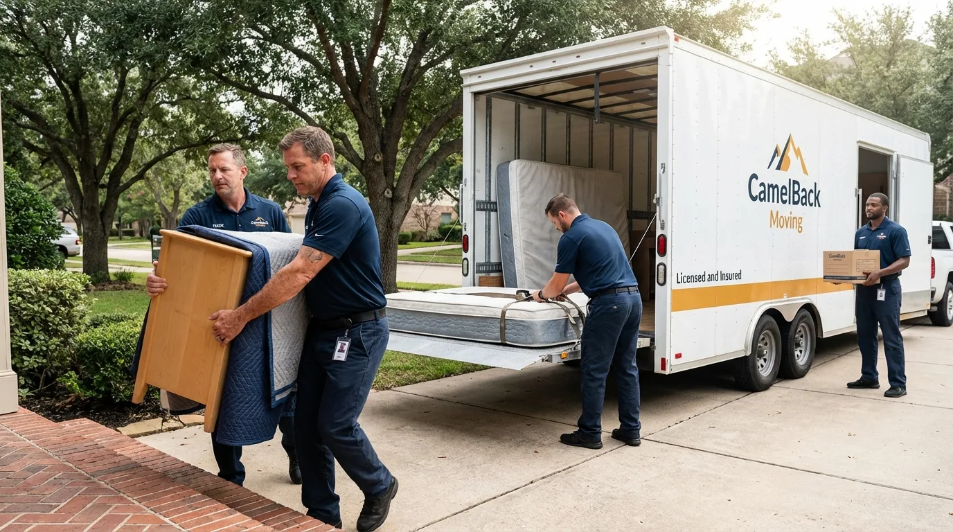 Crew loading residential truck for cross-state move from Dillonvale, OH