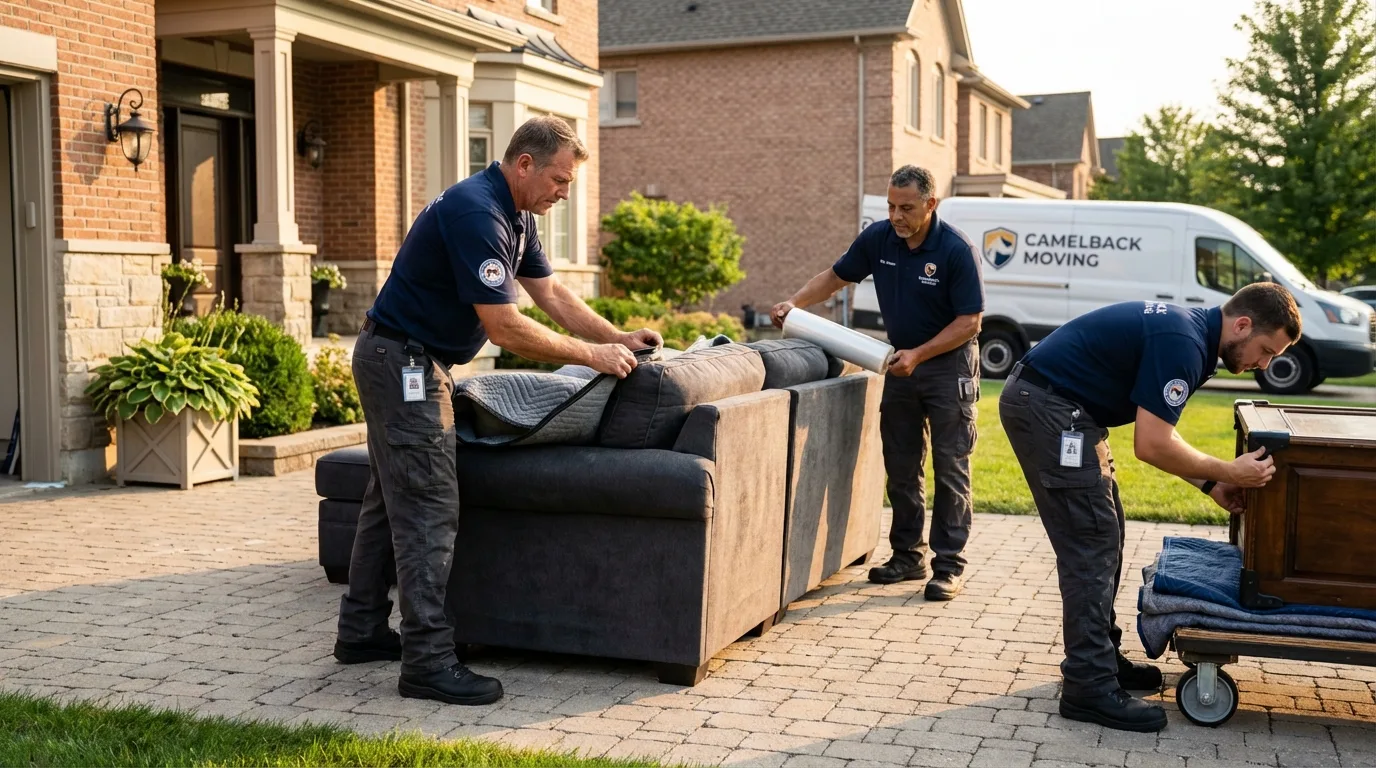 Large estate moving crew wrapping furniture in Dillonvale, OH