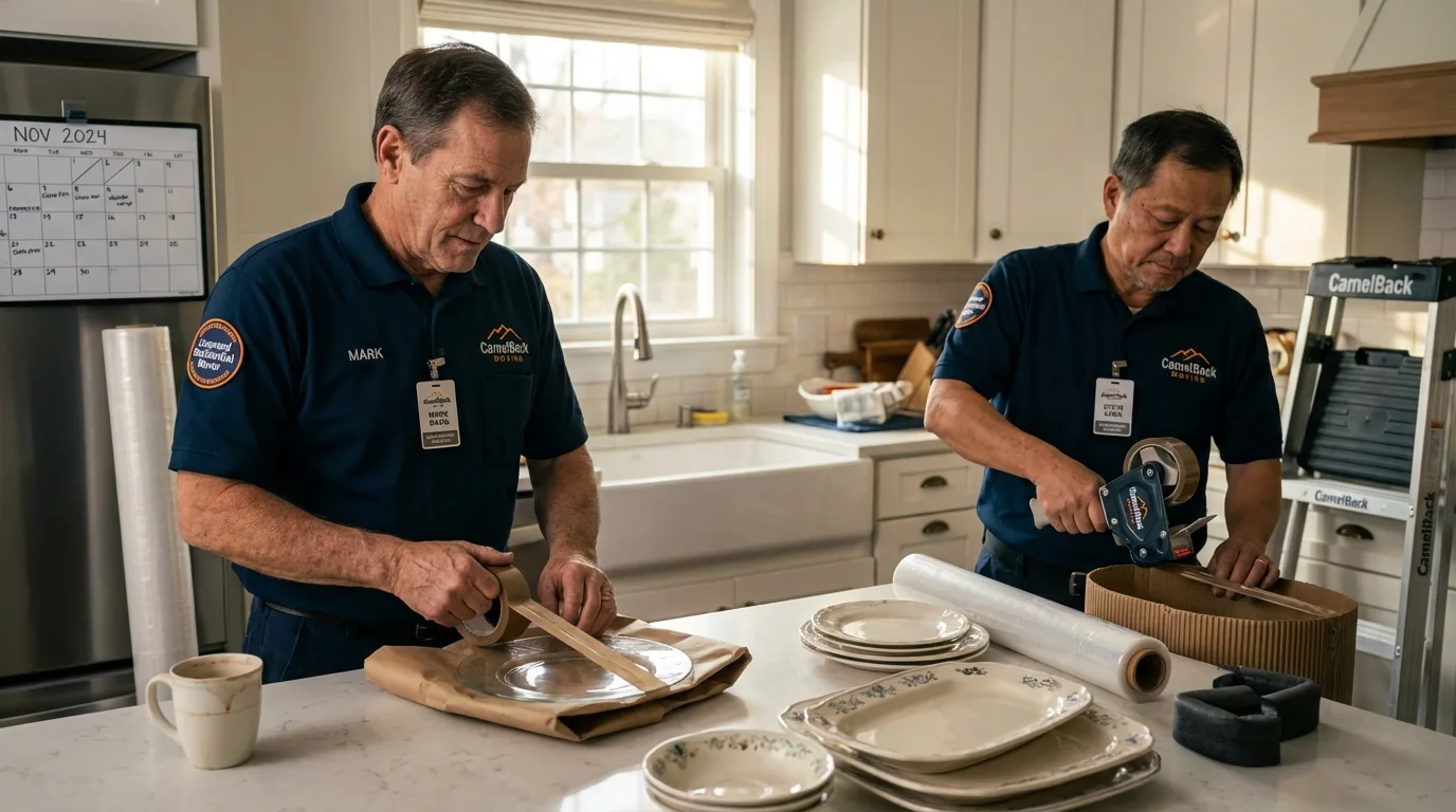 Professional crew packing kitchen dishware in Dillonvale, OH